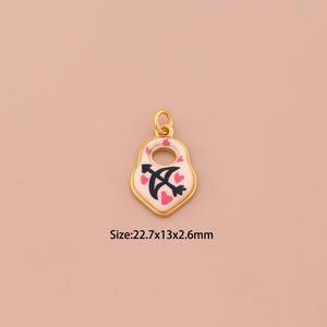 18K Gold Heart Charms,Enamel Lock Charms Pendants,Bow and Arrow Charm for DIY Jewelry Making Supply