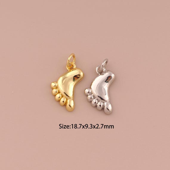 18K Gold Foot Charms,Minimalist Charms Pendants,Foot Charm for DIY Jewelry Making Supply