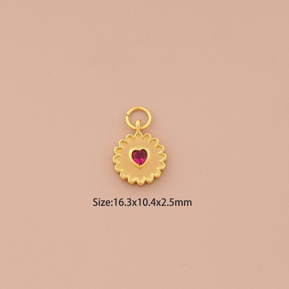 18K Gold Heart Charms,CZ Pave Love Charms Pendants,Flower Charm for DIY Jewelry Making Supply