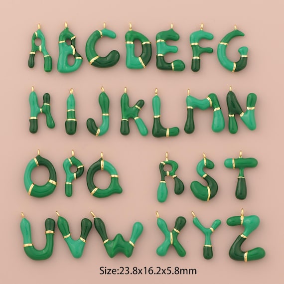 18K Gold 26 Letter Charms,Enamel Letter Charms Pendants,Initial Charm for DIY Jewelry Making Supply