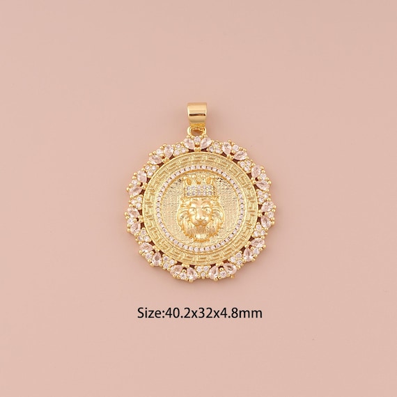 18K Gold Lion Charms,CZ Pave Minimalist Charms Pendants,Lion Charm for DIY Jewelry Making Supply