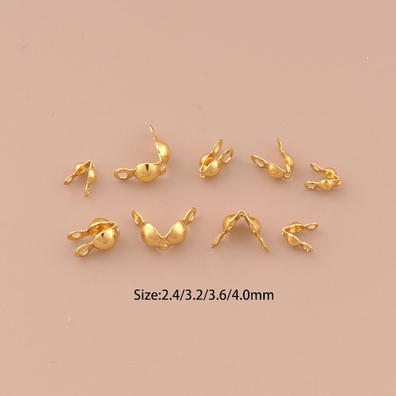 50 pcs 18K Gold Clamshell Calotte Bead Tip End Cap Knot Cover for DIY Jewelry Making Supply