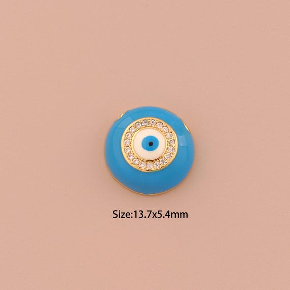 18K Gold Evil Eye Spacer Bead,Enamel Minimalist Bead,Devil Eye Bead for DIY Jewelry Making Supply