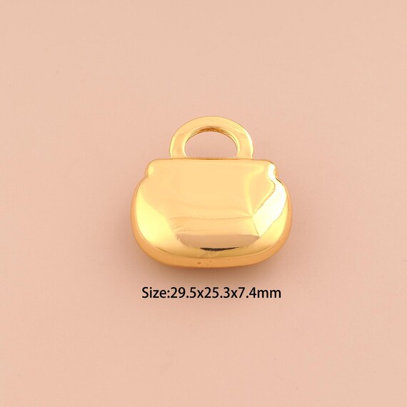 18K Gold Puffed Handbag Charms,Handbag Charms Pendants,Handbag Charm for DIY Jewelry Making Supply