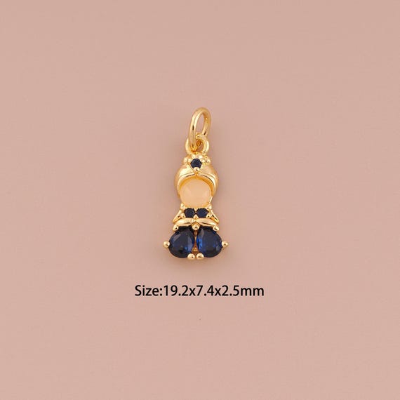 18K Gold Princess Charms,CZ Pave Minimalist Charms Pendants,Character Charm for DIY Jewelry Making Supply