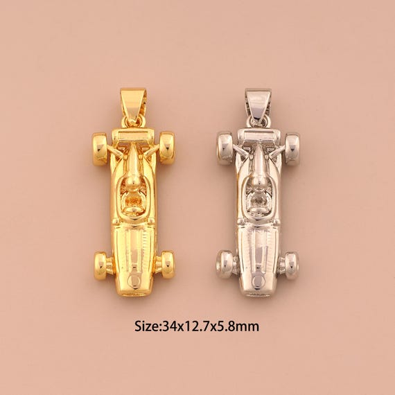 18K Gold F1 Racing Charms,Racing Charms Pendants,F1 Racing Charm for DIY Jewelry Making Supply