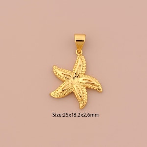 18K Gold Starfish Charms,Starfish Charms Pendants,Starfish Charm for DIY Jewelry Making Supply
