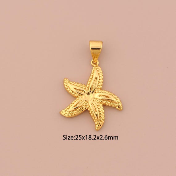 18K Gold Starfish Charms,Starfish Charms Pendants,Starfish Charm for DIY Jewelry Making Supply
