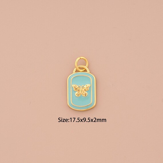18K Gold Butterfly Charms,Enamel Butterfly Charms Pendants,Butterfly Charm for DIY Jewelry Making Supply