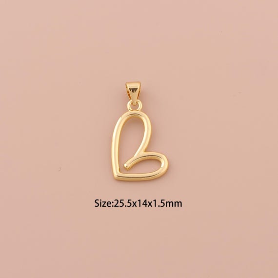 18K Gold Heart Charms,Minimalist Charms Pendants,Heart Charm for DIY Jewelry Making Supply