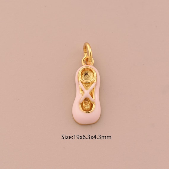 18K Gold Shoe Charms,Enamel Minimalist Charms Pendants,Shoe Charm for DIY Jewelry Making Supply