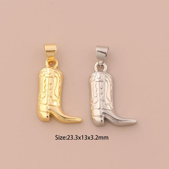 18K Gold Rider Boots Charms,Rider Boots Charms Pendants,Rider Boots Charm for DIY Jewelry Making Supply