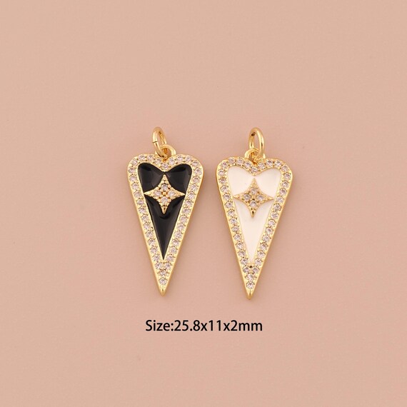 18K Gold Heart Charms,CZ Pave Minimalist Charms Pendants,Star Charm for DIY Jewelry Making Supply