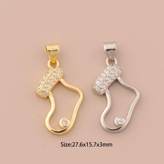 18K Gold Christmas Stockings Charms,CZ Pave Stockings Charms Pendants,Christmas Stockings Charm for DIY Jewelry Making Supply