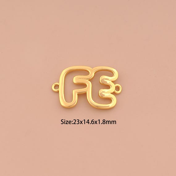 18K Gold FE Connector,Letter Connector Charms,FE Connector for DIY Jewelry Making Supply