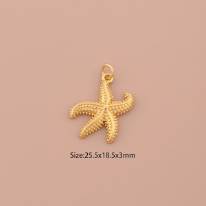 18K Gold Starfish Charms,Starfish Charms Pendants,Starfish Charm for DIY Jewelry Making Supply
