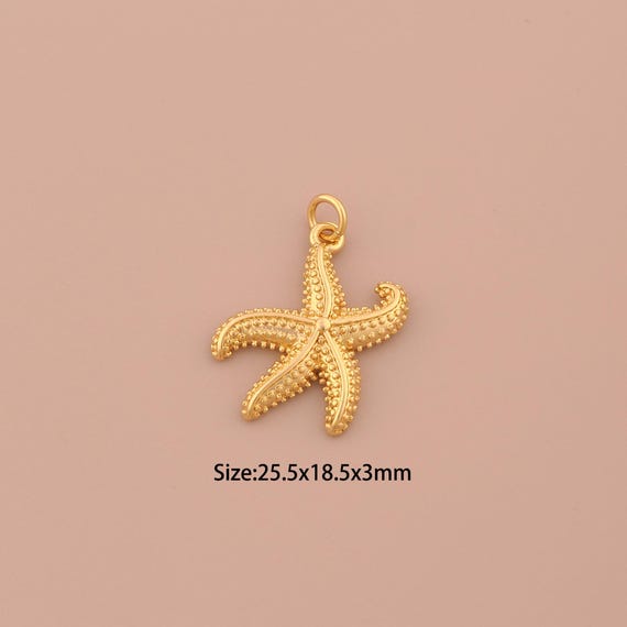 18K Gold Starfish Charms,Starfish Charms Pendants,Starfish Charm for DIY Jewelry Making Supply