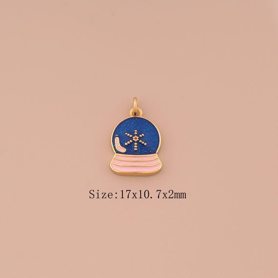 18K Gold Peaked Cap Charms,Enamel Flower Charms Pendants,Peaked Cap Charm for DIY Jewelry Making Supply