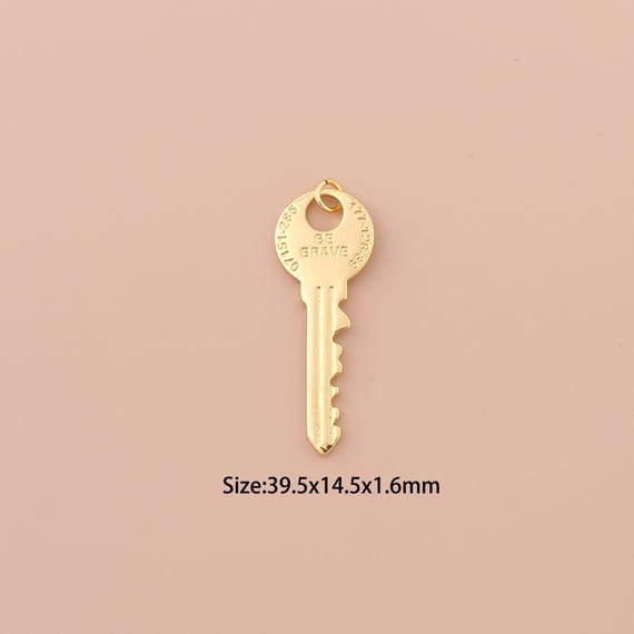 18K Gold Key Charms,Minimalist Charms Pendants,Key Charm for DIY Jewelry Making Supply