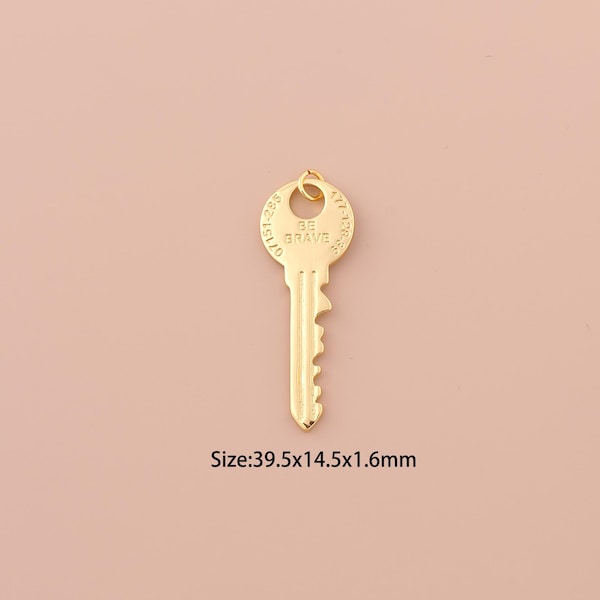 18K Gold Key Charms,Minimalist Charms Pendants,Key Charm for DIY Jewelry Making Supply