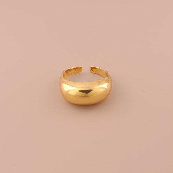 18K Gold Open Rings,Wide Rings,Dome Rings for DIY Jewelry Making Supply