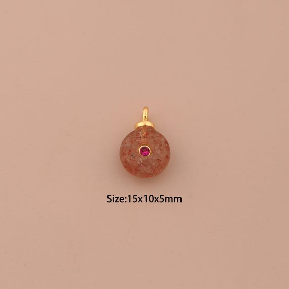 18K Gold Energy Stone Charms,Natural Stone Charms Pendants,Stone Charm for DIY Jewelry Making Supply