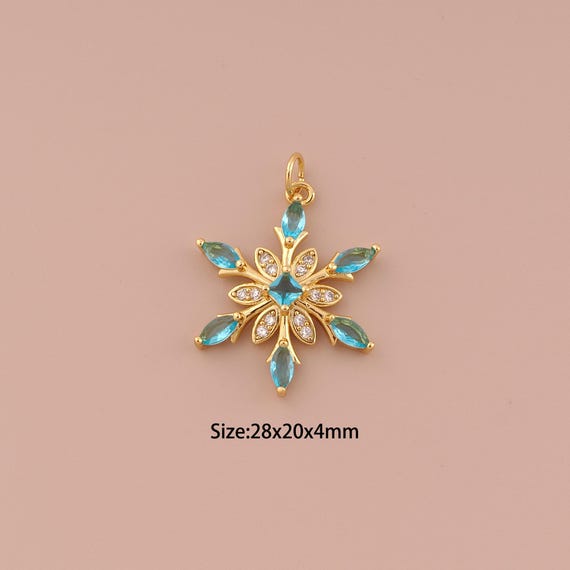 18K Gold Flower Charms,CZ Pave Minimalist Charms Pendants,Flower Charm for DIY Jewelry Making Supply