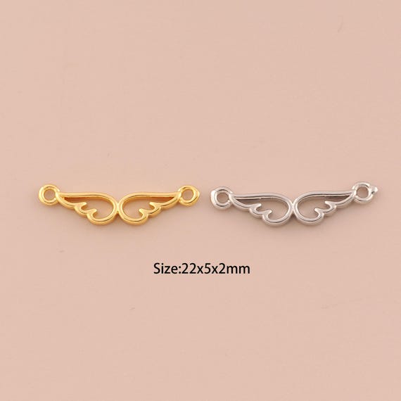 18K Gold Wing Connector,Minimalist Connector Charms,Wing Connector for DIY Jewelry Making Supply