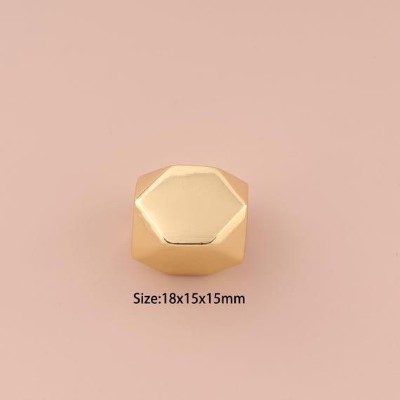 18K Gold Hexagon Spacer Bead,Minimalist Bead,Hexagon Bead for DIY Jewelry Making Supply
