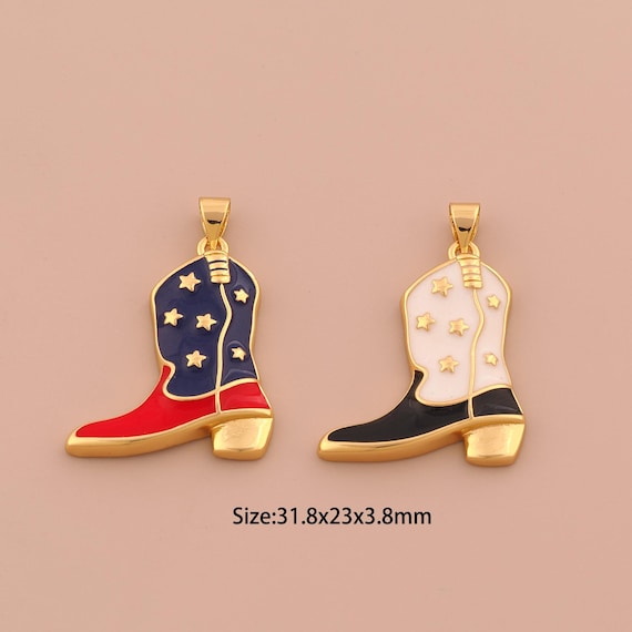 18K Gold Knight Boot Charms,Enamel Knight Charms Pendants,Star Charm for DIY Jewelry Making Supply