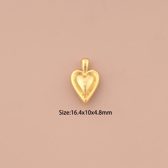 18K Gold Heart Charms,Love Charms Pendants,Heart Charm for DIY Jewelry Making Supply