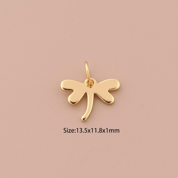 18K Gold Dragonfly Charms,Insect Charms Pendants,Dragonfly Charm for DIY Jewelry Making Supply