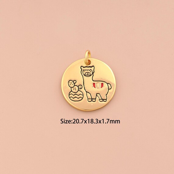 18K Gold Alpaca Charms,Animal Charms Pendants,Alpaca Charm for DIY Jewelry Making Supply