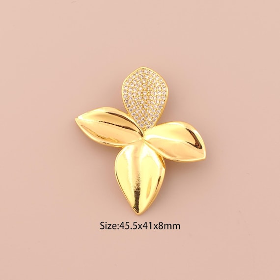 18K Gold Flower Charms,Minimalist Charms Pendants,Flower Charm for DIY Jewelry Making Supply