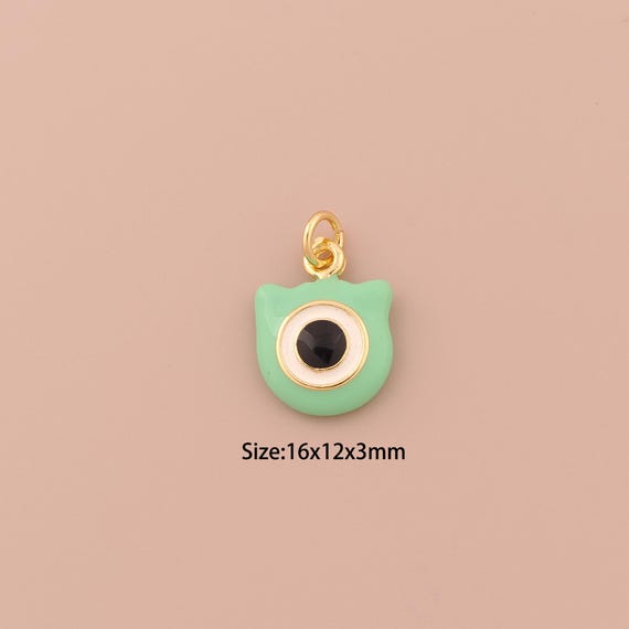 18K Gold Evil Eye Charms,Enamel Minimalist Charms Pendants,Devil Eye Charm for DIY Jewelry Making Supply
