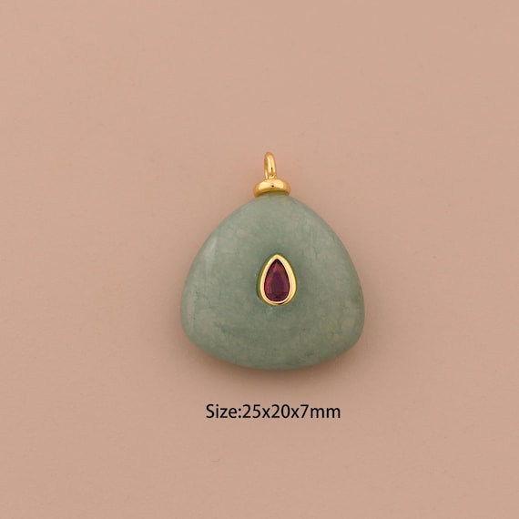 18K Gold Energy Stone Charms,Natural Stone Charms Pendants,Stone Charm for DIY Jewelry Making Supply