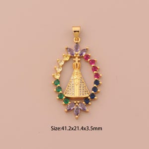 18K Gold Pope Charms,CZ Pave Religious Charms Pendants,Christian Charm for DIY Jewelry Making Supply