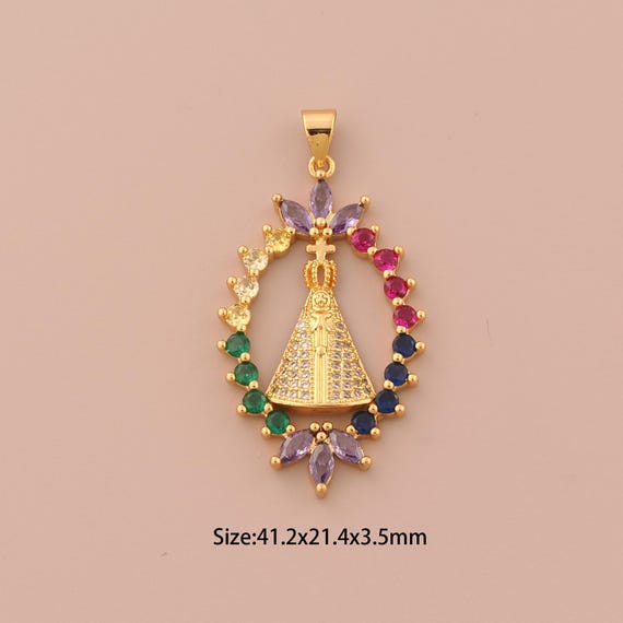18K Gold Pope Charms,CZ Pave Religious Charms Pendants,Christian Charm for DIY Jewelry Making Supply
