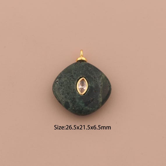 18K Gold Energy Stone Charms,Natural Stone Charms Pendants,Stone Charm for DIY Jewelry Making Supply