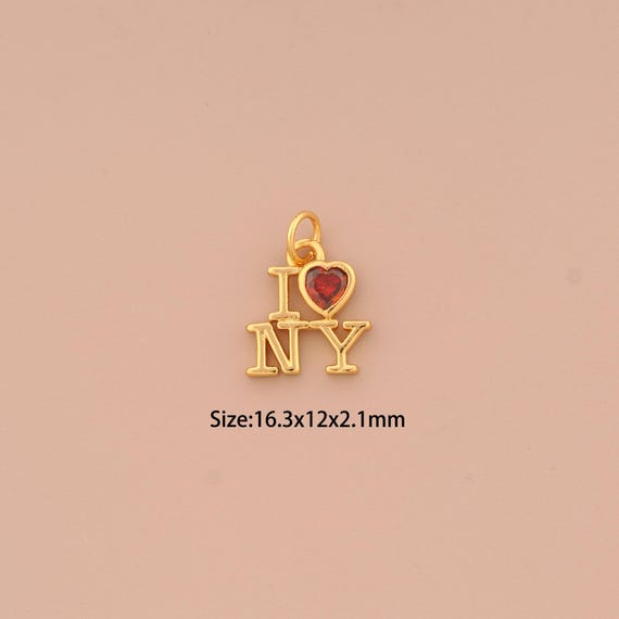 18K Gold Heart Charms,CZ Pave Love Charms Pendants,I LOVE U Charm for DIY Jewelry Making Supply
