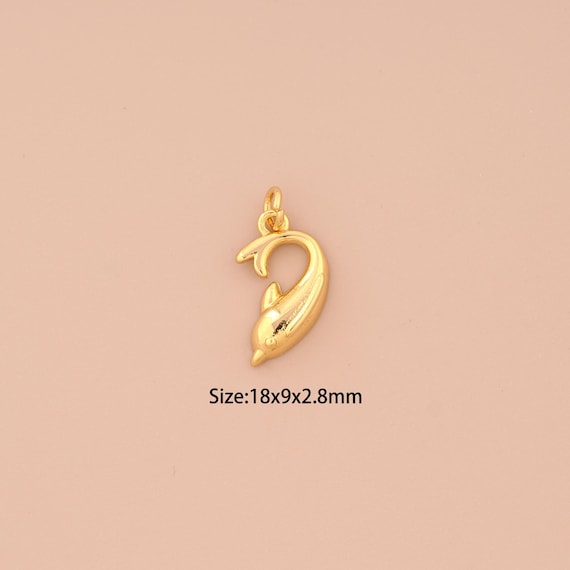 18K Gold Dolphin Charms,Animal Charms Pendants,Dolphin Charm for DIY Jewelry Making Supply