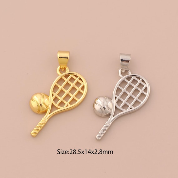 18K Gold Tennis Racket Charms,Tennis Racket Charms Pendants,Tennis Racket Charm for DIY Jewelry Making Supply
