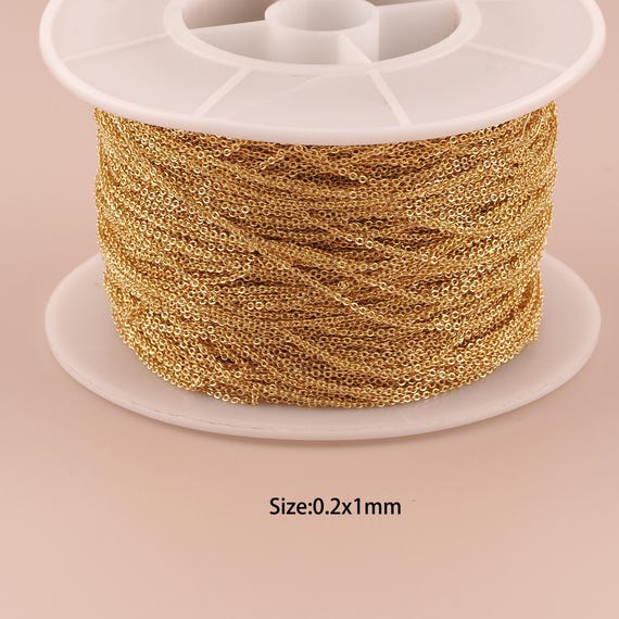 3.28 Feet 18K Gold Chain | Cable Necklace Chain | Jewelry Supplies | Gold Craft Chain | DIY Jewelry Making