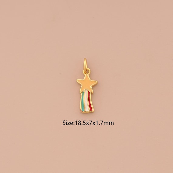 18K Gold Shooting Star Charms,Enamel Celestial Charms Pendants,Starburst Charm for DIY Jewelry Making Supply