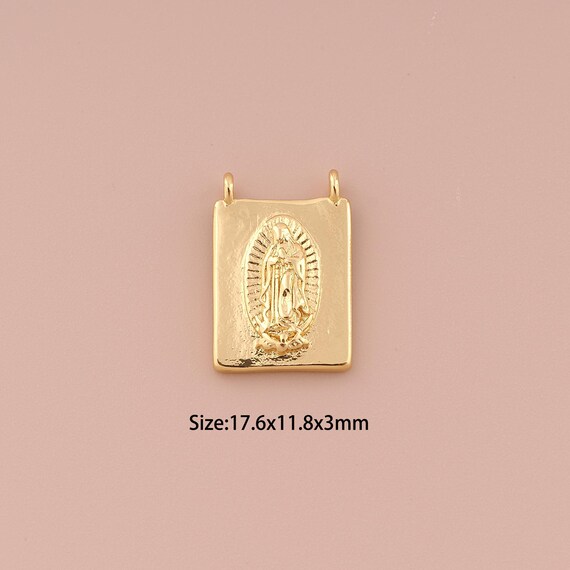 18K Gold Virgin Mary Charms,Minimalist Charms Pendants,Catholic Charm for DIY Jewelry Making Supply