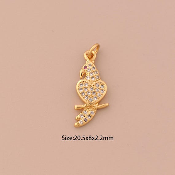 18K Gold Bird Charms,CZ Pave Animal Charms Pendants,Bird Charm for DIY Jewelry Making Supply