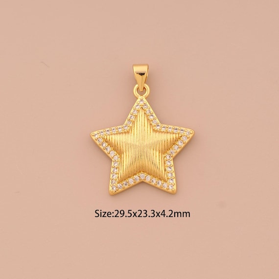 18K Gold Star Charms,CZ Pave Celestial Charms Pendants,Starburst Charm for DIY Jewelry Making Supply