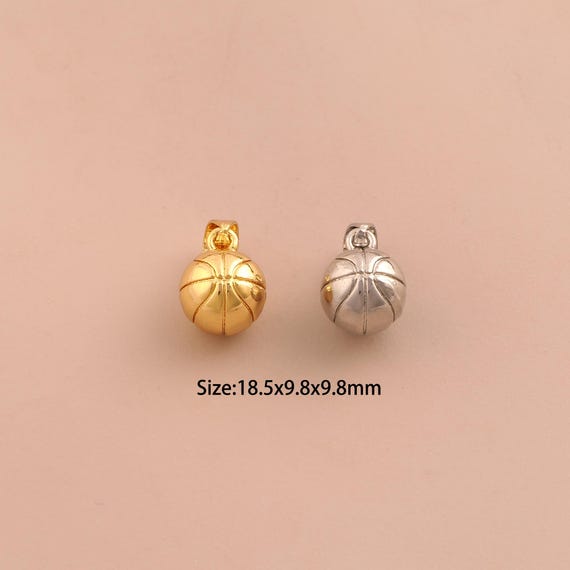 18K Gold Basketball Charms,Sports Charms Pendants,Basketball Charm for DIY Jewelry Making Supply