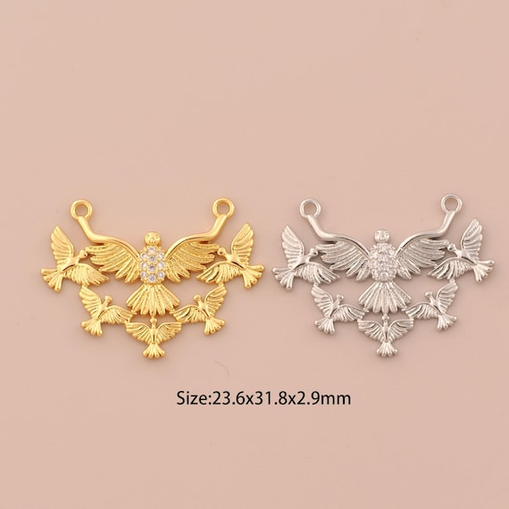 18K Gold Bird Charms,CZ Pave Bird Charms Pendants,Animal Charm for DIY Jewelry Making Supply