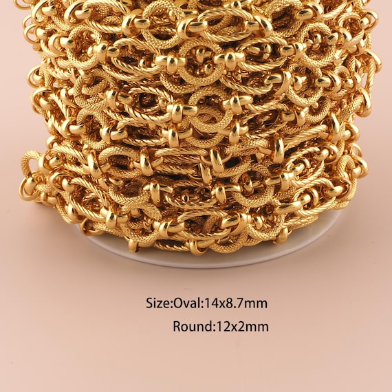 3.28 Feet 18K Gold Twist Chain,Special Chain,Semi-Finished Chain for DIY Jewelry Making Supply